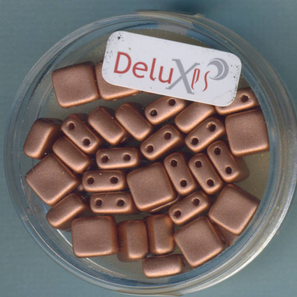 9700-06994 2 hole Square Beads Deluxes 6mm kupferfarben 35 Stück