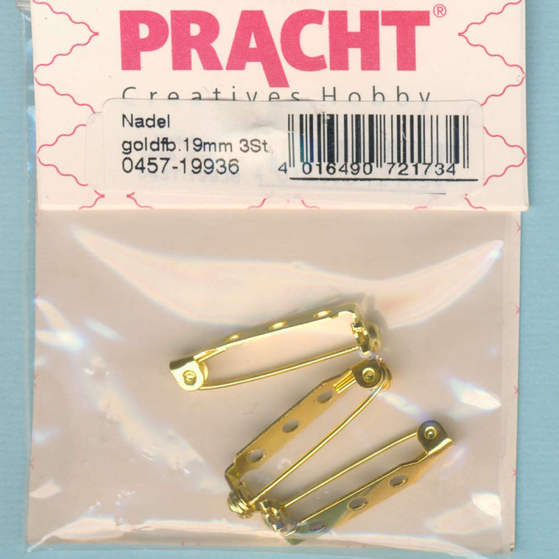 0457-19936 Broschennadel 19mm goldfarben 3 Stück