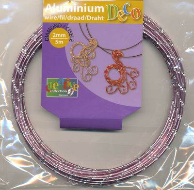 24245-005 Aludraht 2mm diamond cut rosa 5m