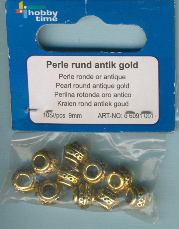 66091001 Metallperlen 9mm rund antik gold 10 Stück