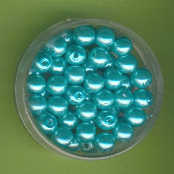 11148 Glaswachsperlen 6mm helltürkis 55 Stück