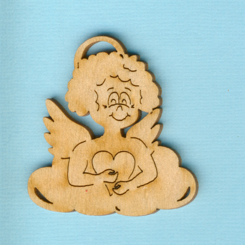 enh3005 Holz Deko Engel weiblich auf Wolke 5cm