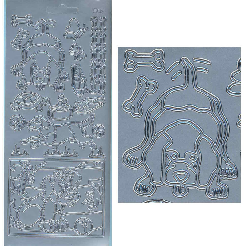 cl531s Sticker Hunde 2 silber