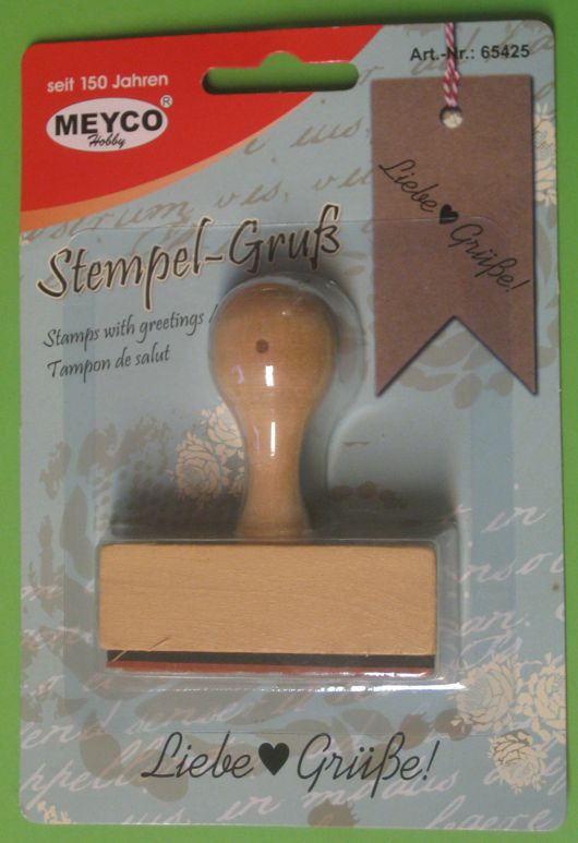 65425 Holzstempel Liebe Grüße 60x13mm