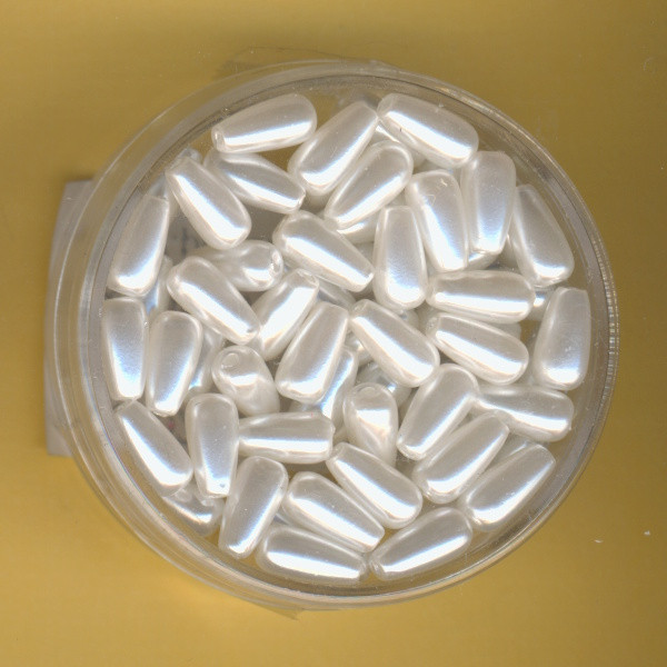0802-08314 Wachsperlen Tropfen 4x8mm weiss 60 Stück