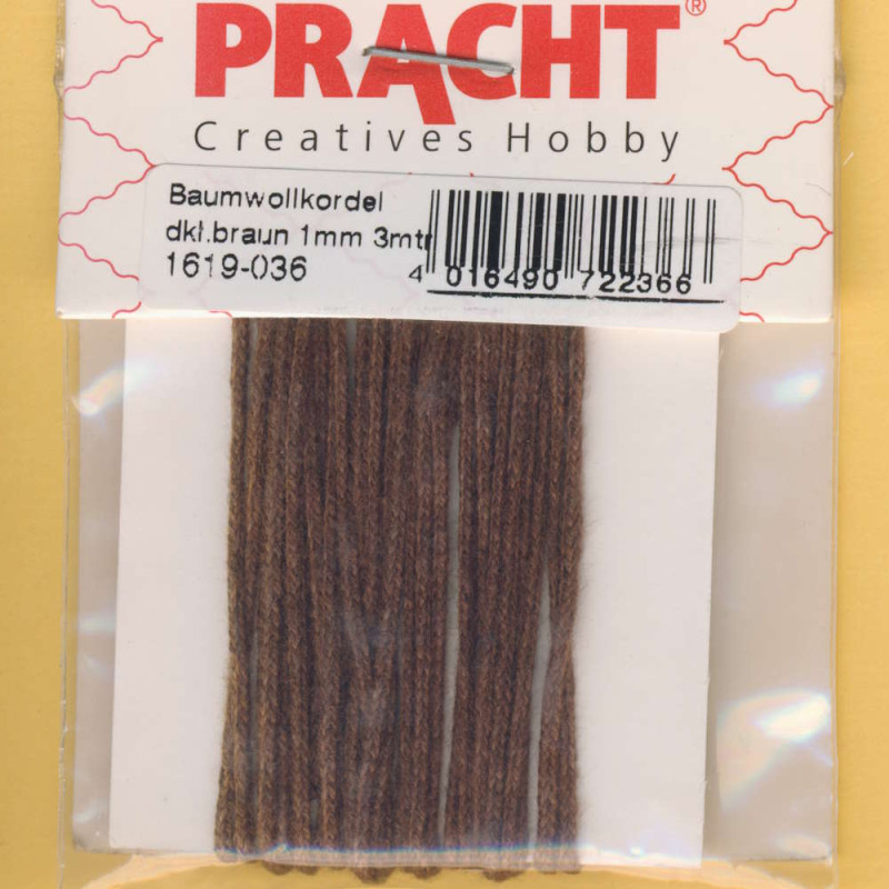 1619-036 Baumwollkordel 1mm braun 3m