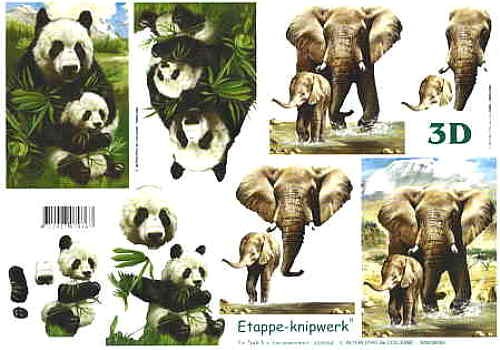 Motivbogen Panda + Elefant