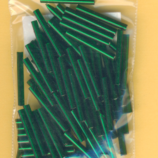 565119 Glasperlen Stifte 19mm dunkelgrün Silbereinzug 15g