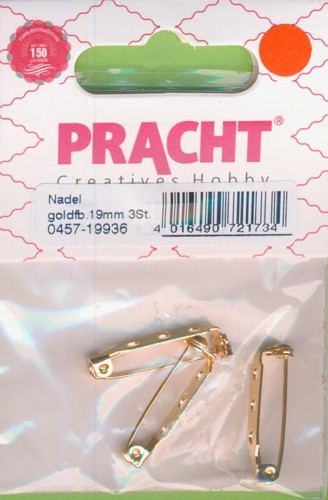 0457-19936 Broschennadel 19mm gold 3 Stück