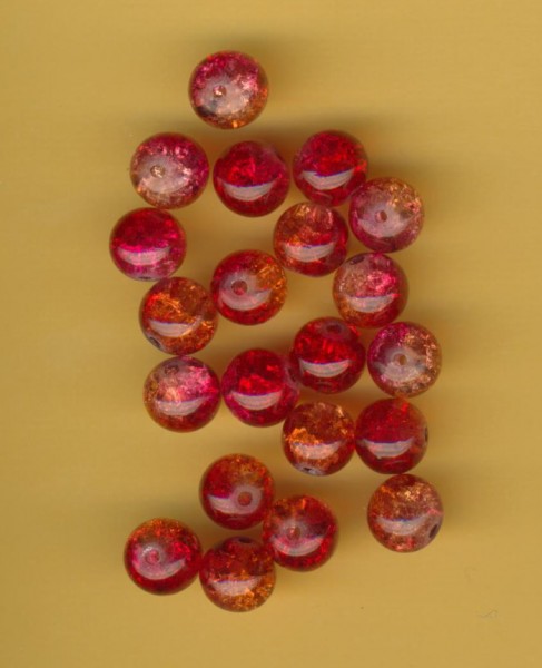3183w Glasperlen 10mm crackle orange rot 20 Stück