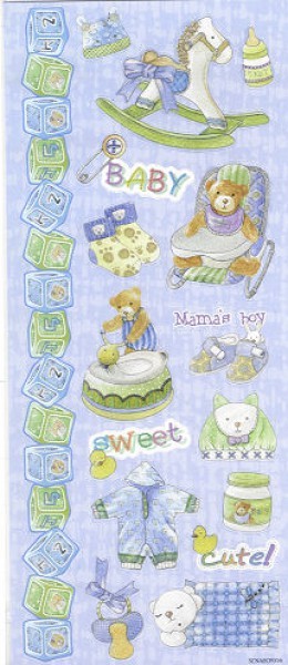 3451324 Embossed Glitzer-Sticker Baby Boy