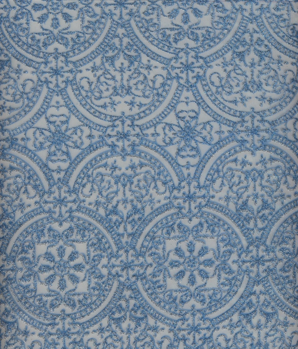 Vlies India eisblau/silber