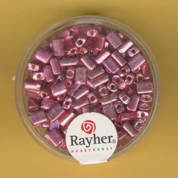 14306258 Metallicperlen Rechteck 5x3,5mm rosa 17g