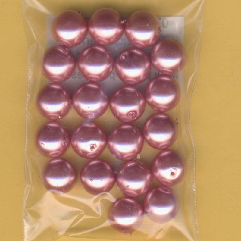 0760-10284 Glaswachsperlen 10mm rosa 20 Stück