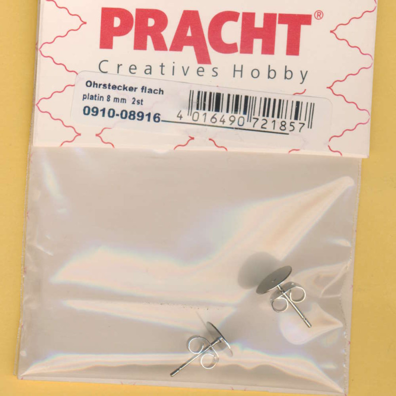 0910-08916 Ohrstecker flach 8mm platin 2 Stück