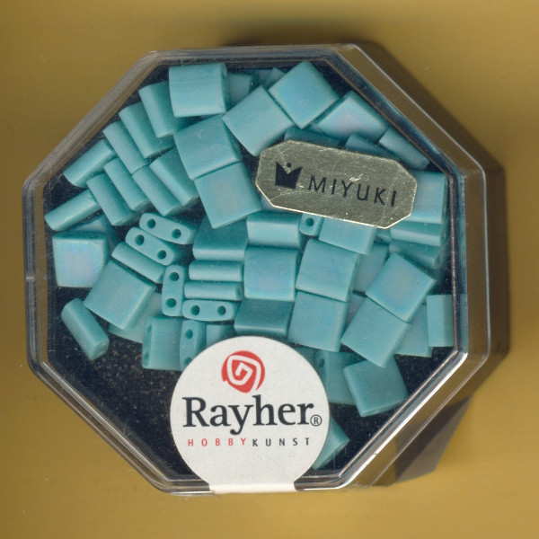 14733390 Miyuki Tila Perlen 5x5mm türkis opak gefrostet AB 5g