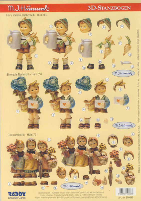 950036 3D Stanzbogen A4 M I Hummel Rettichbub