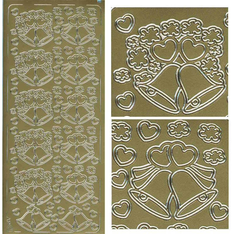 pu071g Sticker Hochzeitsglocken gold