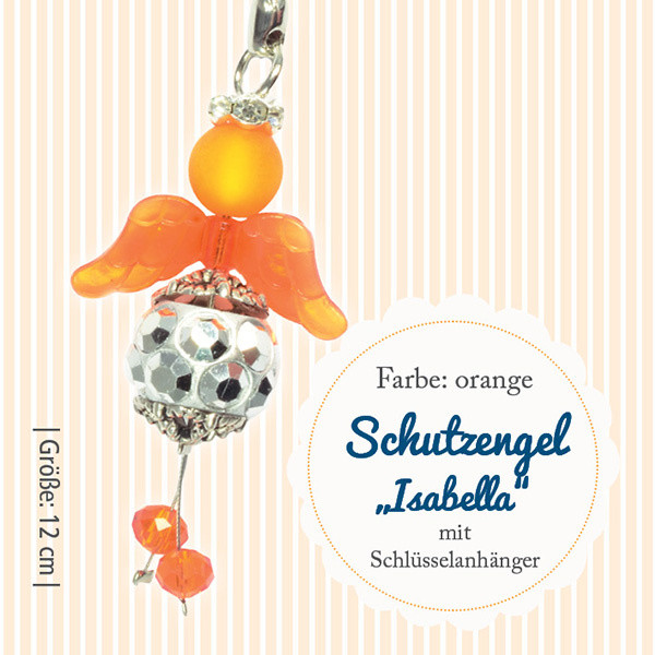 016901077 Schlüsselanhänger Bastelset Engel Isabella orange platin 12cm