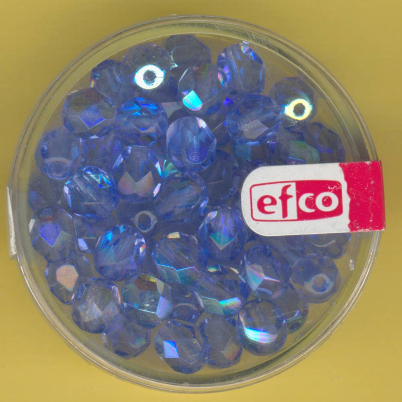 2110146 Glasfacettenperlen 6mm irisierend mittelblau 50 Stück