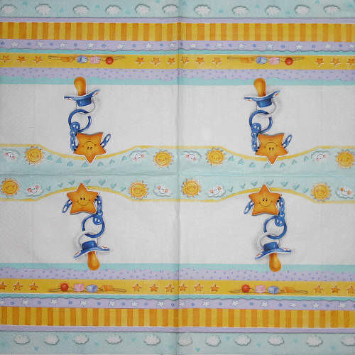 Serviette Baby weiss/bunt