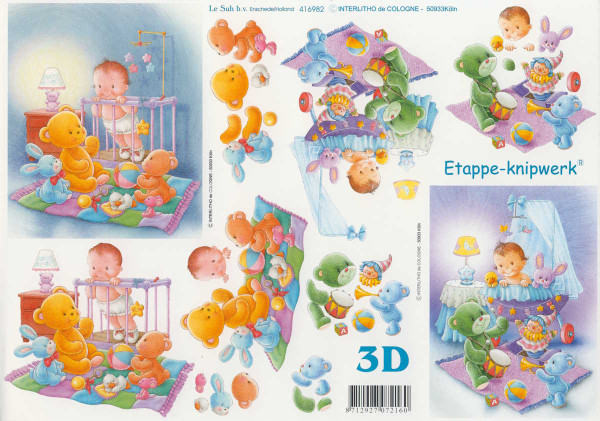 416982 3D Motivbogen A4 Baby in Wiege