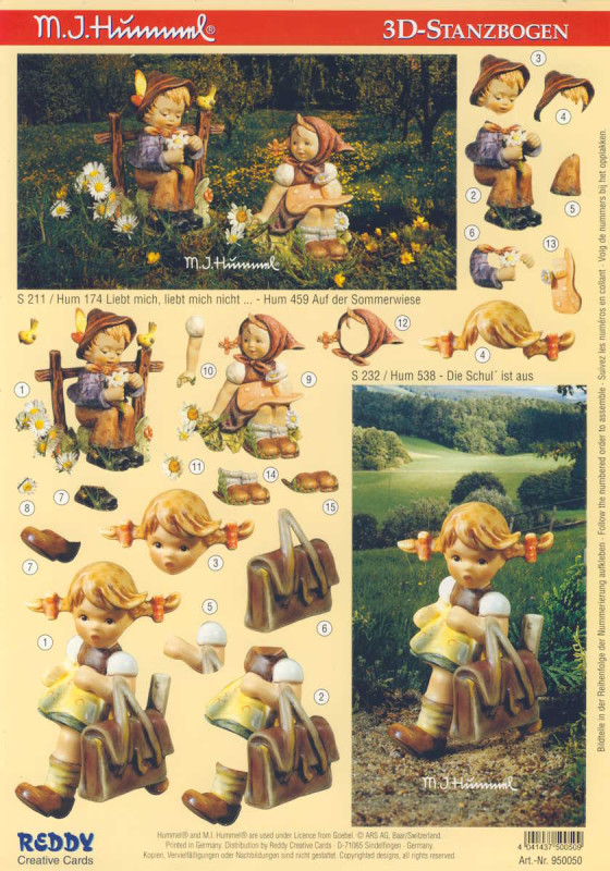 950050 3D Stanzbogen A4 M I Hummel Auf der Sommerwiese