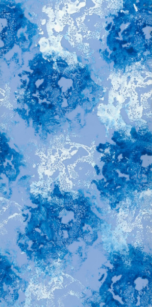 2019 Wachsplatte 20x10cm handbemalt hellblau-blau
