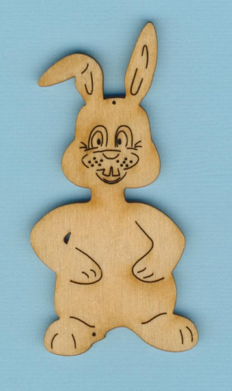 hsh3008 Holz Deko sitzender Hase 8cm