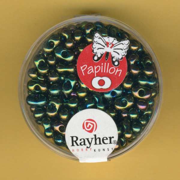 14143840 Papillon Rocailles 3,2x6,5mm grün irisierend 18g