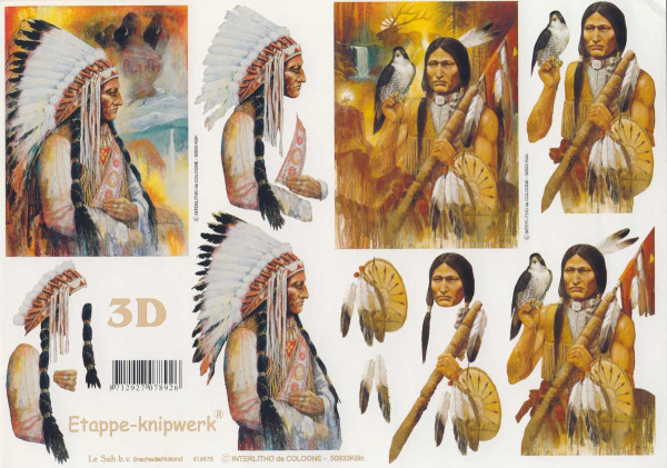 416975 3D Motivbogen A4 Indianerhäuptling