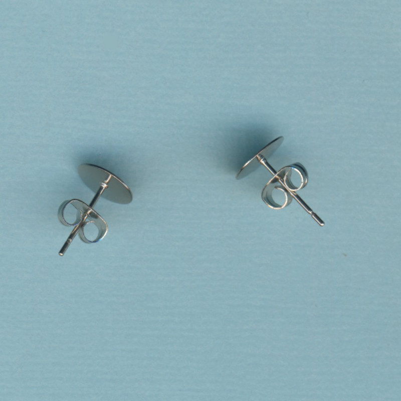yw0001433 304 Edelstahl Ohrstecker flach 8mm platin 2 Stück