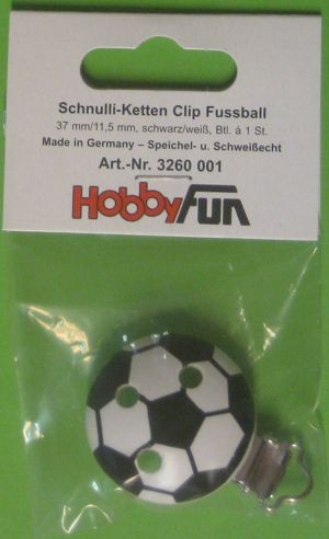 Schnullerketten-Clip Fußball schwarz-weiß