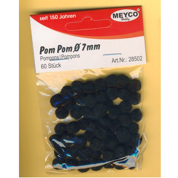 28502 Pom Pom 7mm schwarz 60 Stück
