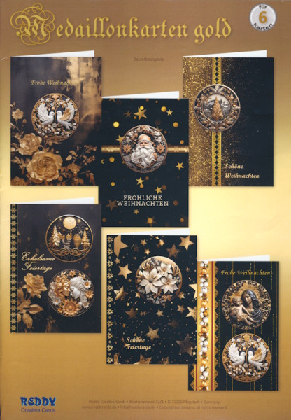 806501 Karten Bastelset Weihnachten Medaillonkarten gold