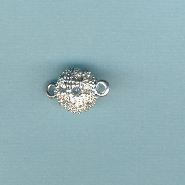 h116391 Power Magnetverschluss mit Strasssteinen 12mm silber