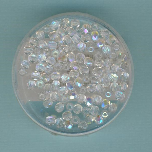 30028701 Glasschliffperlen 3mm transparent kristall AB 100 Stück in Dose