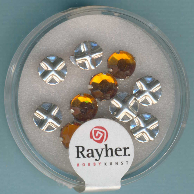 14176805 Strasssteine zum Aufnähen 6,4mm topas 12 Stück
