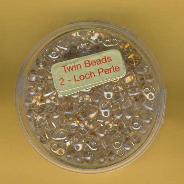 967105944 Glasperlen Twin Beads 2,5x5mm transparent kristall gold 8g