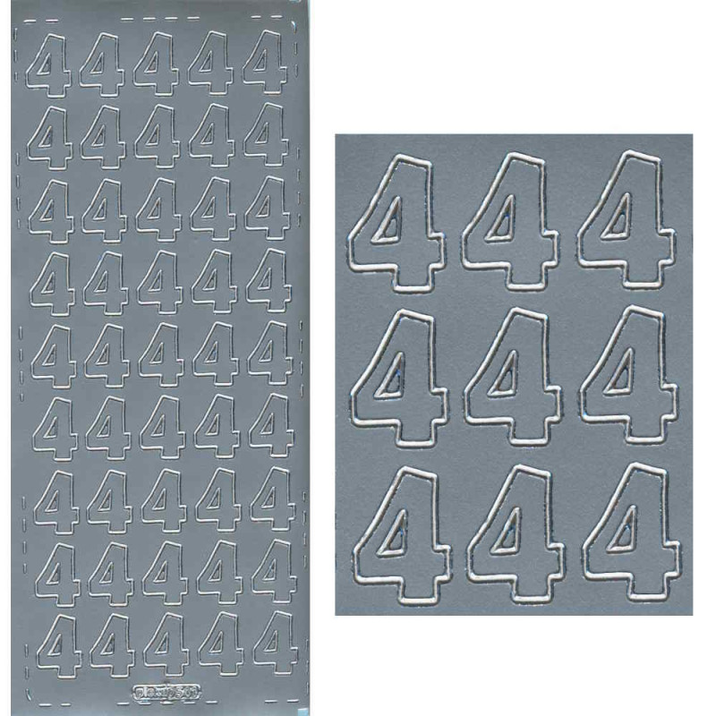 pu541s Sticker Ziffer 4 20mm silber