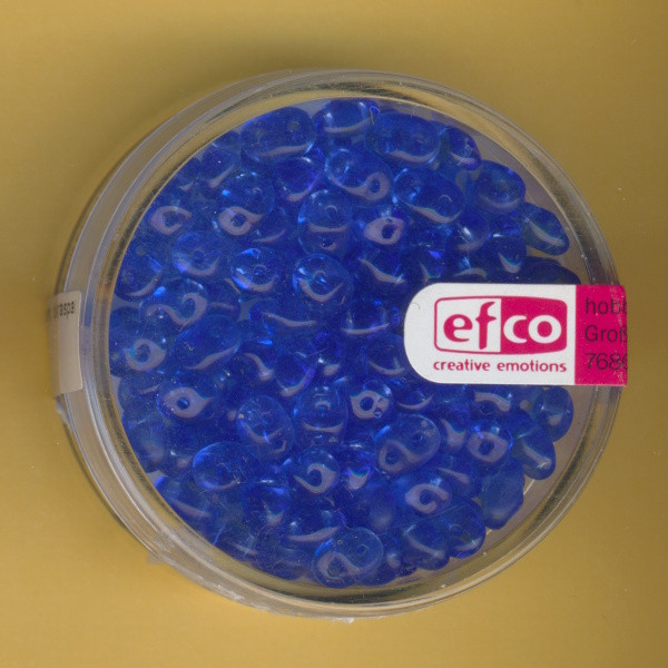 1020948 Glasperlen Superduo 4x2mm blau transparent 10g
