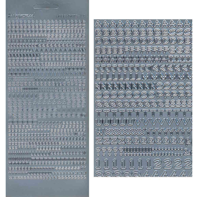 3460270 Sticker Buchstaben und Zahlen klein silber