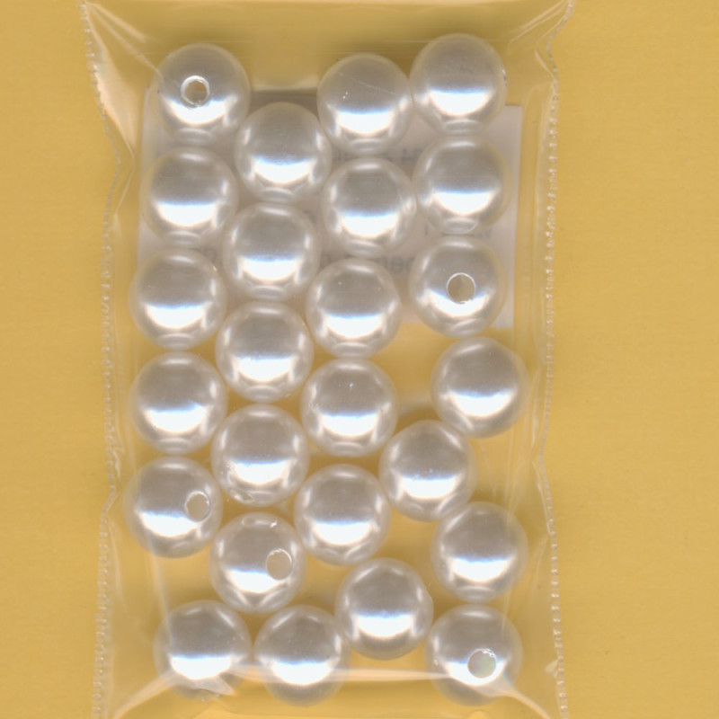 g0091034 Wachsperlen 10mm weiß 25 Stück