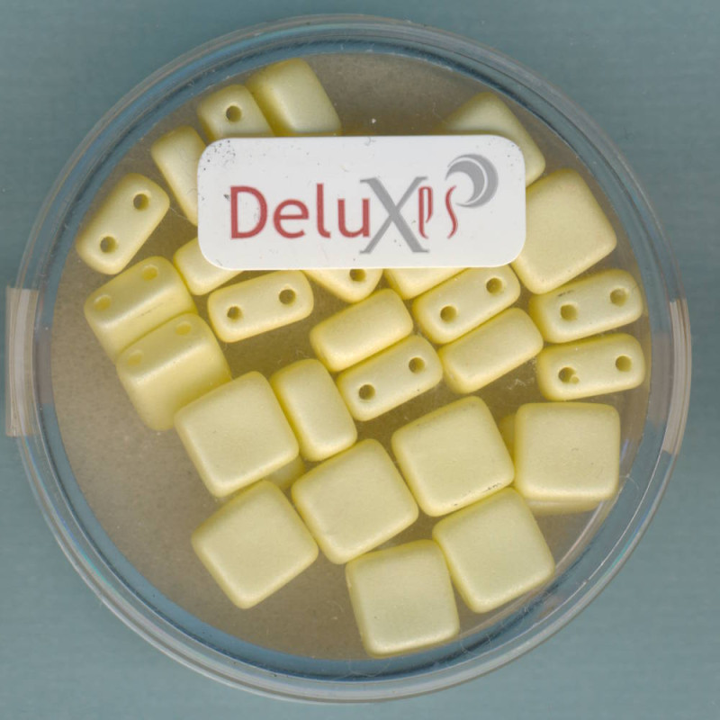 9701-06094 2 hole Square Beads Lumi Deluxes 6mm gelb 30 Stück