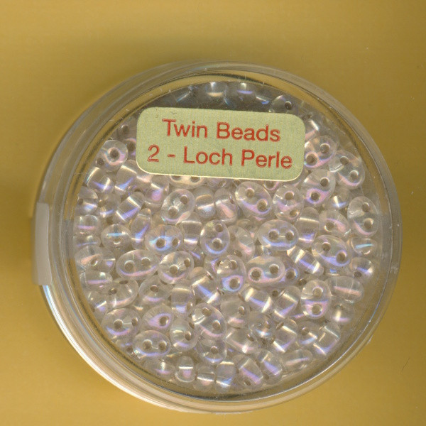 9671-05144 Glasperlen Twin Beads 2,5x5mm kristall AB silbereinzug 12g