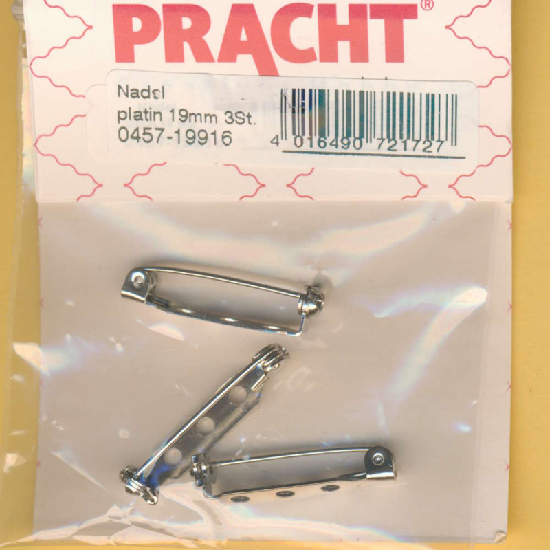 0457-19916 Broschennadeln 19mm platin 3 Stück