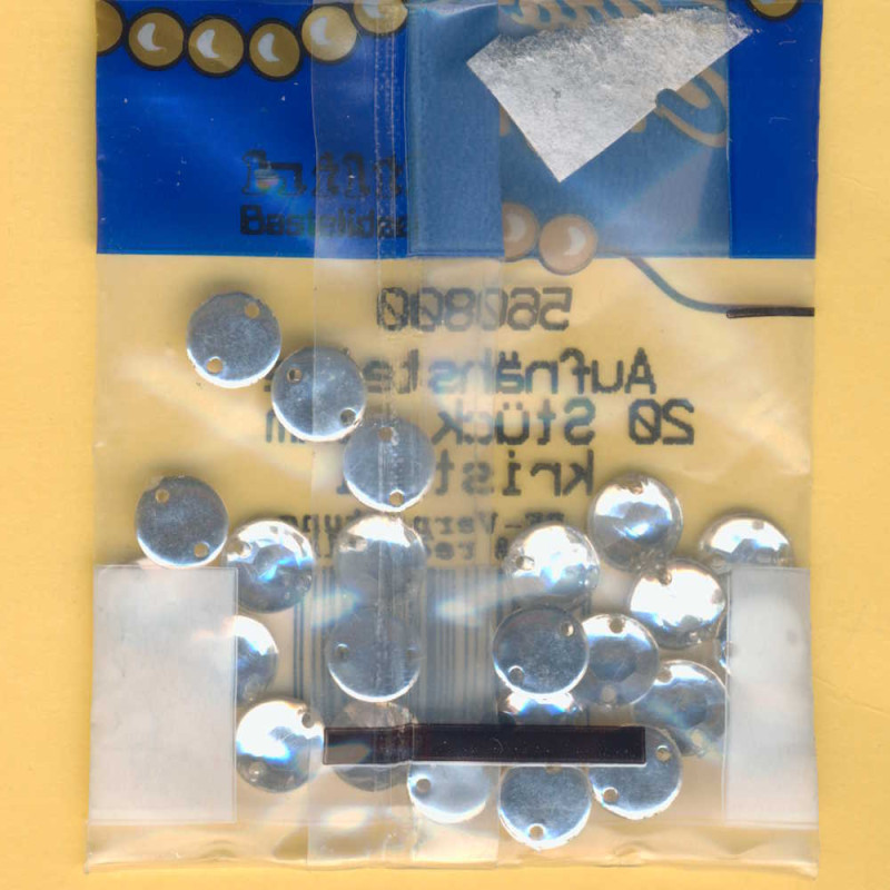 560800 Aufnähsteine rund 8mm kristall 20 Stück