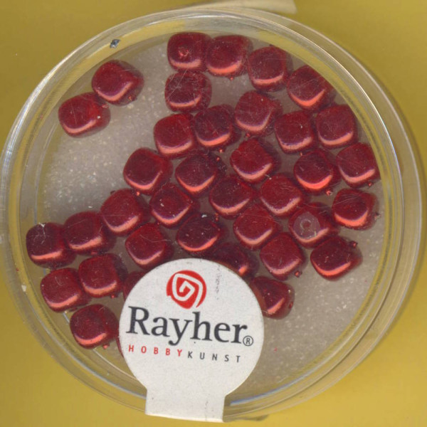 14407287 Glaswachsperlen Würfel 4,5x5mm rot 40 Stück