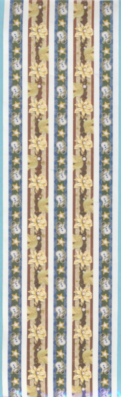 25022 Ribbon Sticker blau gelb mit Schneemann