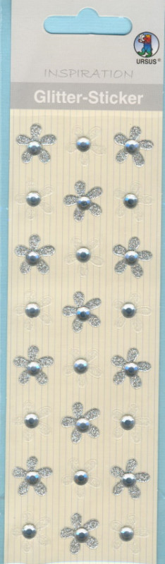 75000001 Glitter Sticker Blüten silber